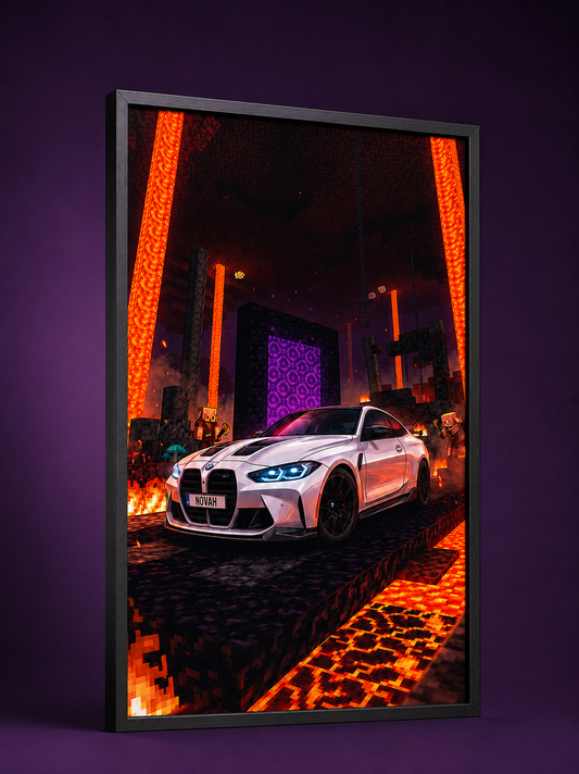 BMW M4 Minecraft Temalı Poster Tablo