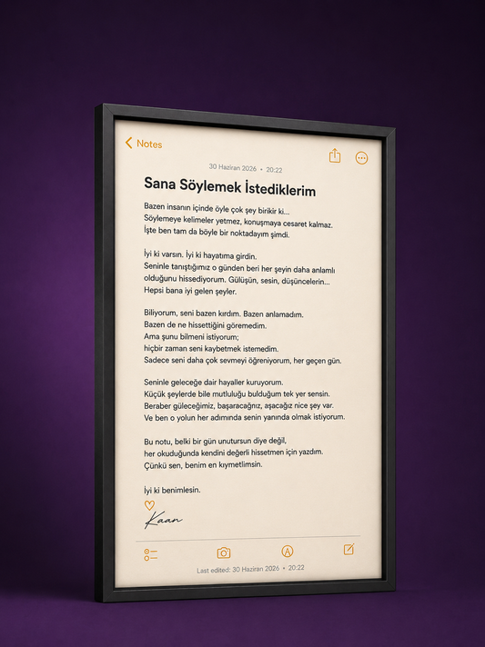 Apple Notes Aşk Mektubu Tablosu